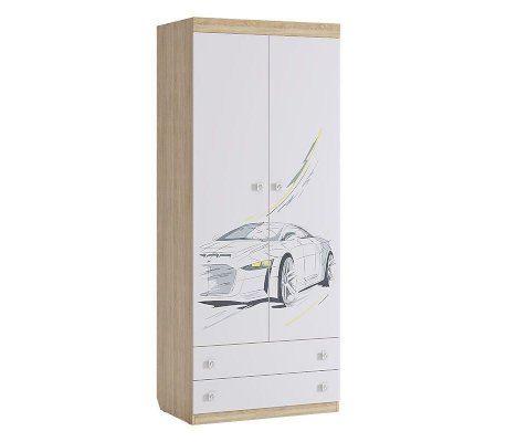 Комбинированный двухстворчатый шкаф Форсаж с рисунком (Мебельсон)